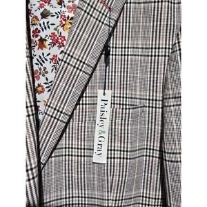 Blazer Linen Blend Men's 42 Reg Paisley & Slim Fit  Glen Plaid Suit Jacket NWT